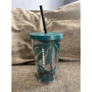 Starbucks Blue Palm Tumbler Chamomile Flower 16oz Grande Cold Cup Acrylic